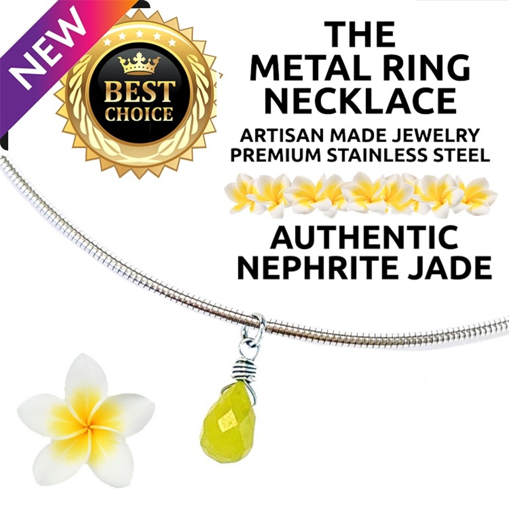 Island Sunset Artisan The Metal Ring Necklace-NEPHRITE JADE BRILOLETTE